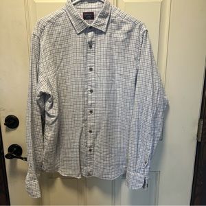 UNTUCKIT Mens Blue Plaid Button Down  Shirt Large Wrinkle Free